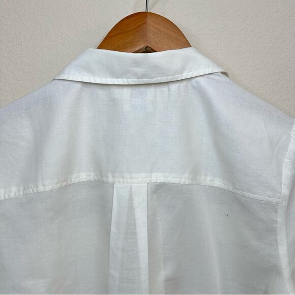 FAHERTY The Uptown Shirt Whisper Ivory Lightweight Organic Cotton Womens Sz M - Picture 6 of 15